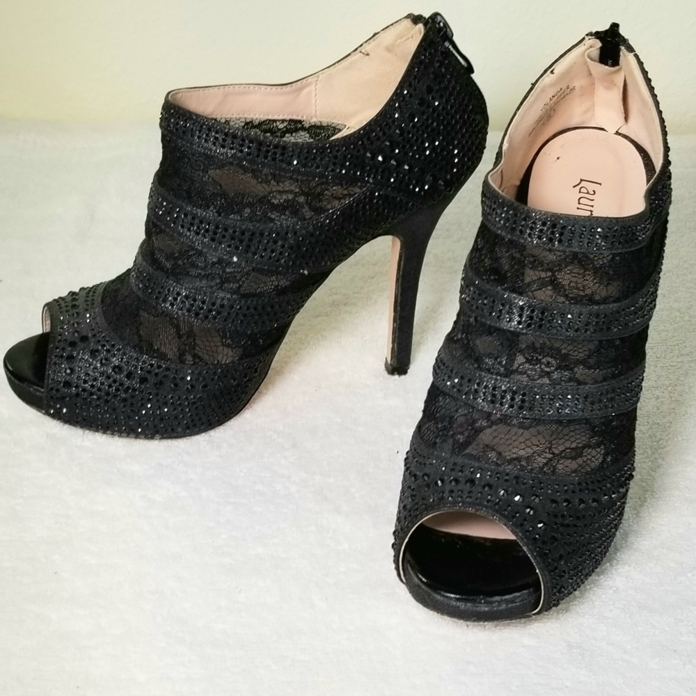 Laurine Lorraine Embellished Open Toed Booties, 8